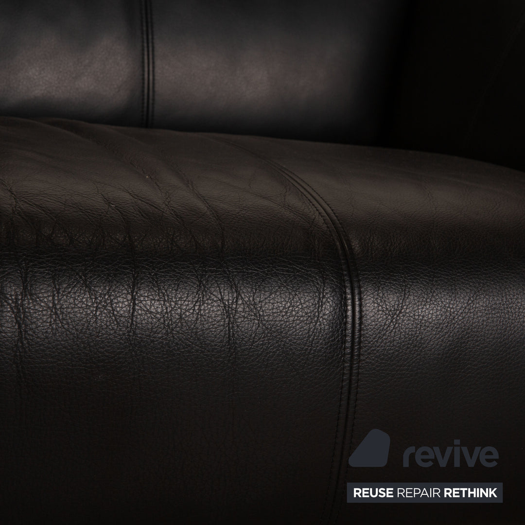 Rolf Benz 322 leather two-seater black sofa couch