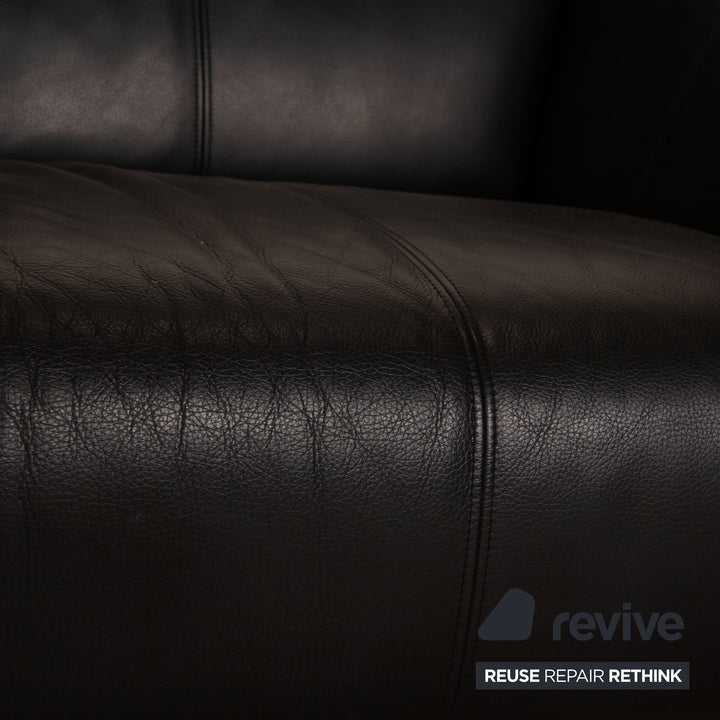 Rolf Benz 322 leather two-seater black sofa couch