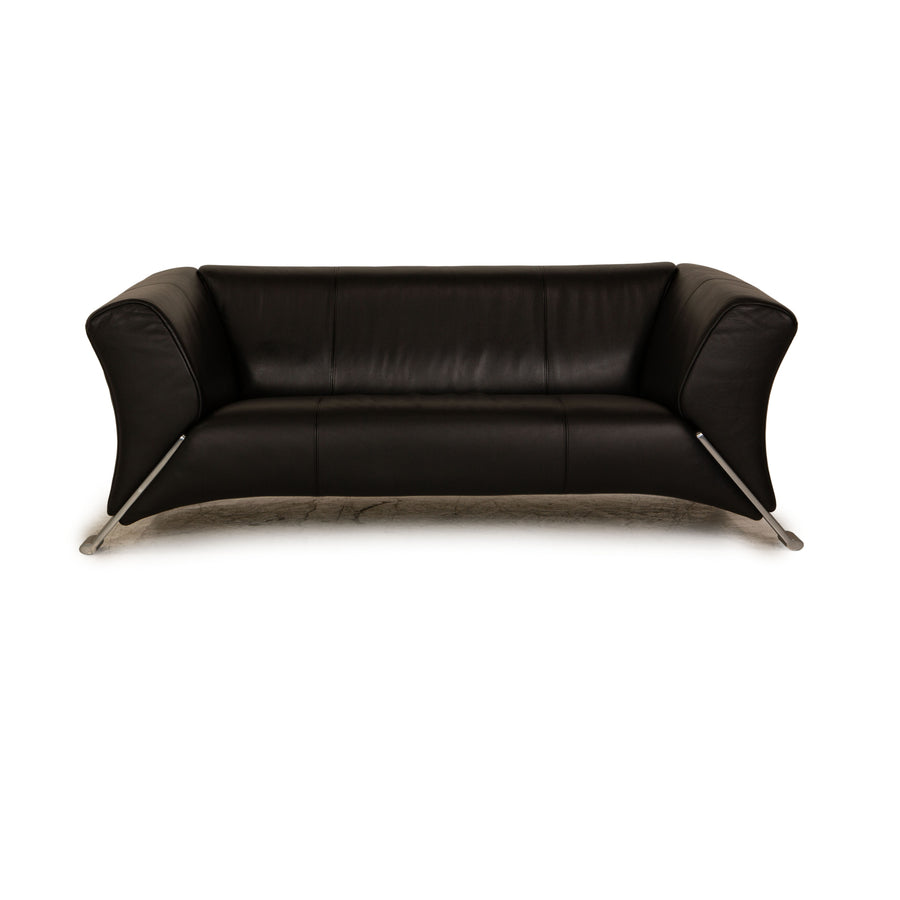 Rolf Benz 322 leather two-seater black sofa couch