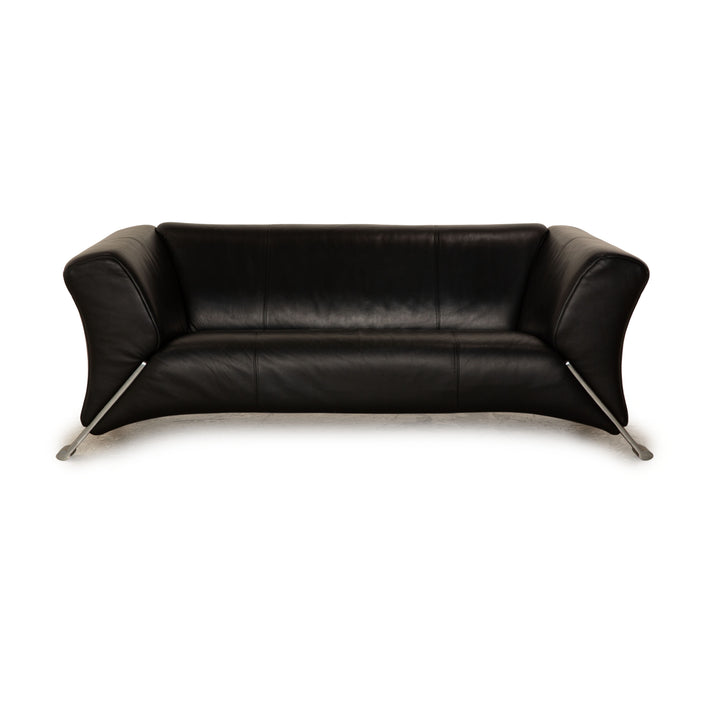 Rolf Benz 322 leather two-seater black sofa couch