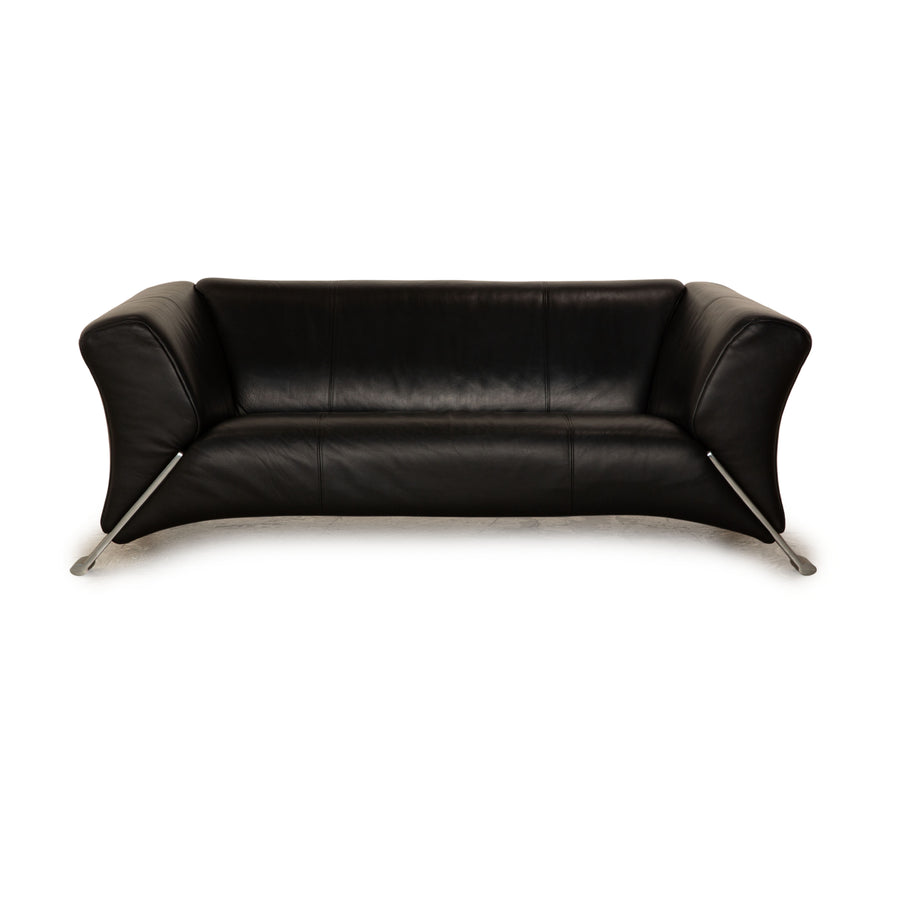 Rolf Benz 322 leather two-seater black sofa couch