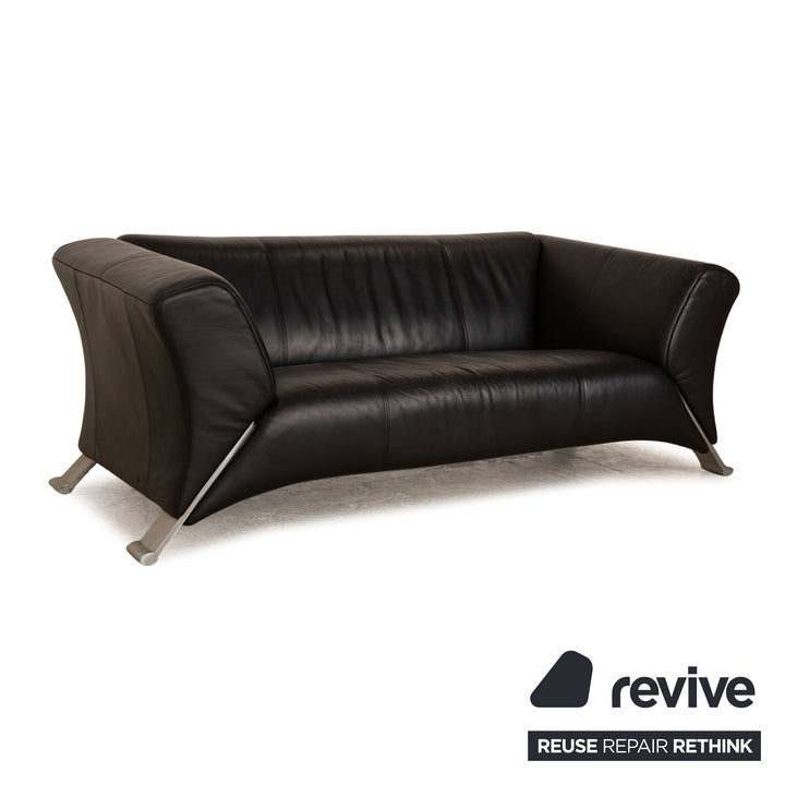 Rolf Benz 322 leather two-seater black sofa couch