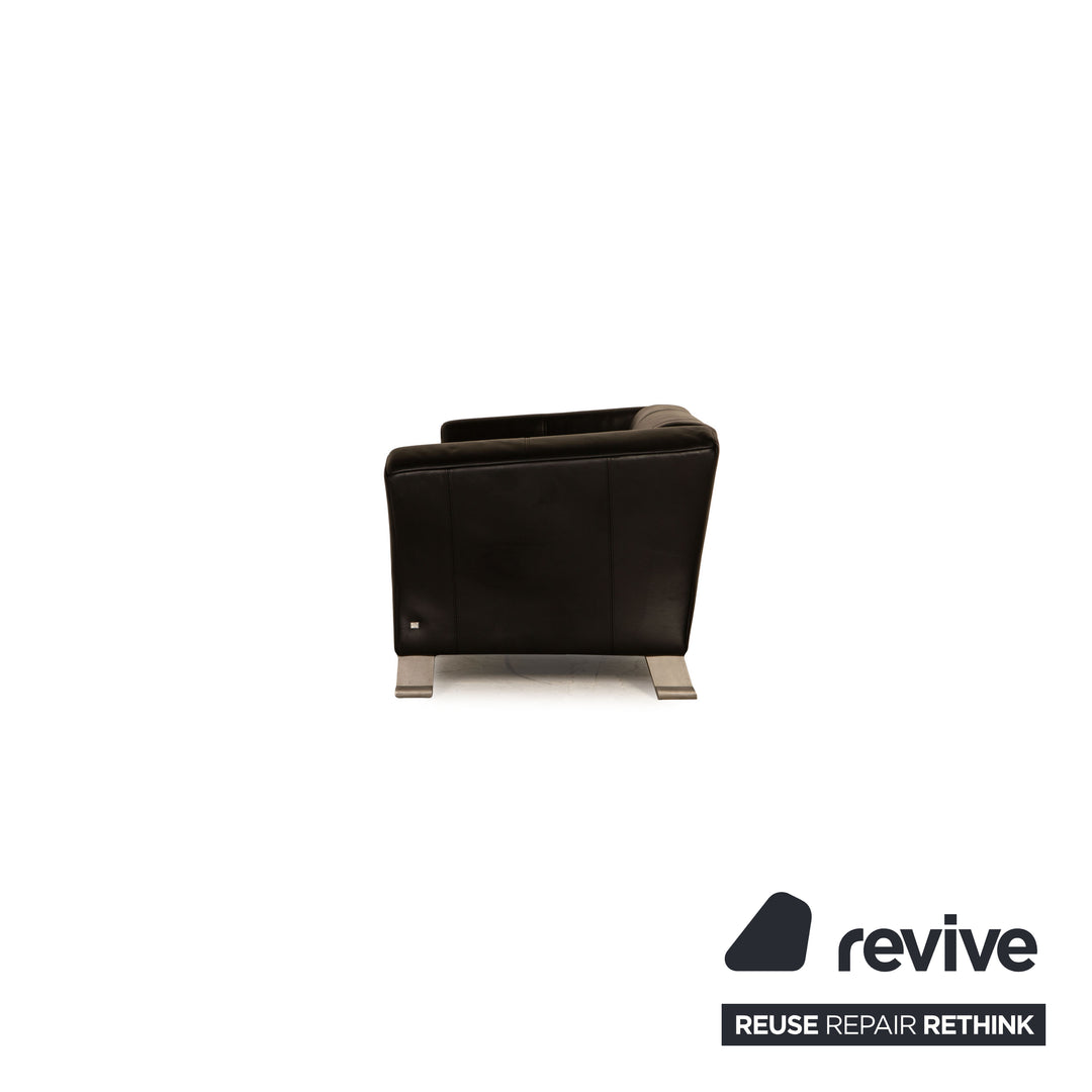 Rolf Benz 322 leather two-seater black sofa couch