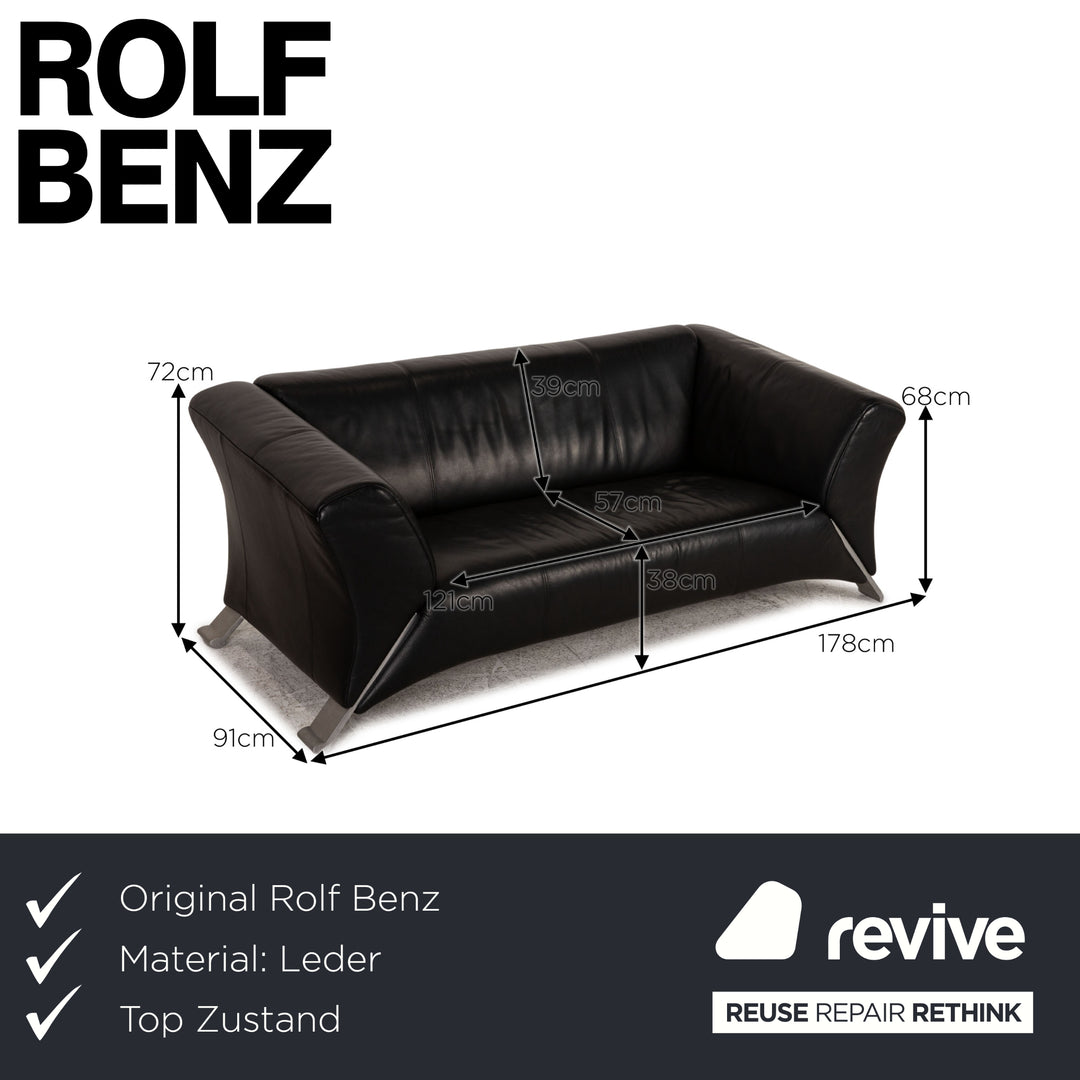 Rolf Benz 322 leather two-seater black sofa couch