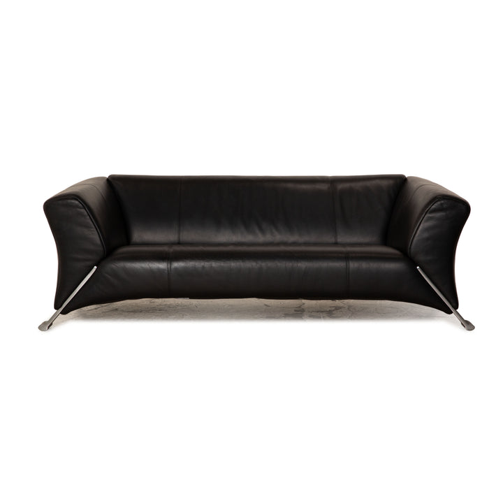 Rolf Benz 322 leather two-seater black sofa couch