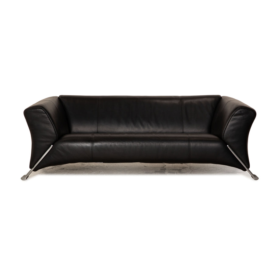 Rolf Benz 322 leather two-seater black sofa couch