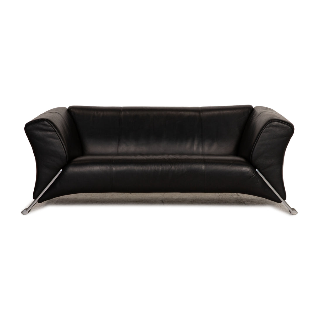 Rolf Benz 322 leather two-seater black sofa couch