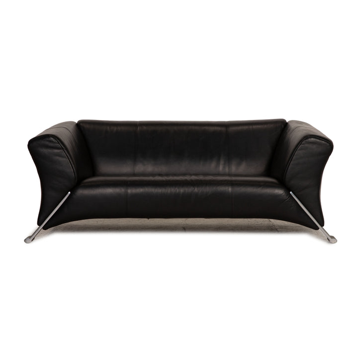 Rolf Benz 322 leather two-seater black sofa couch
