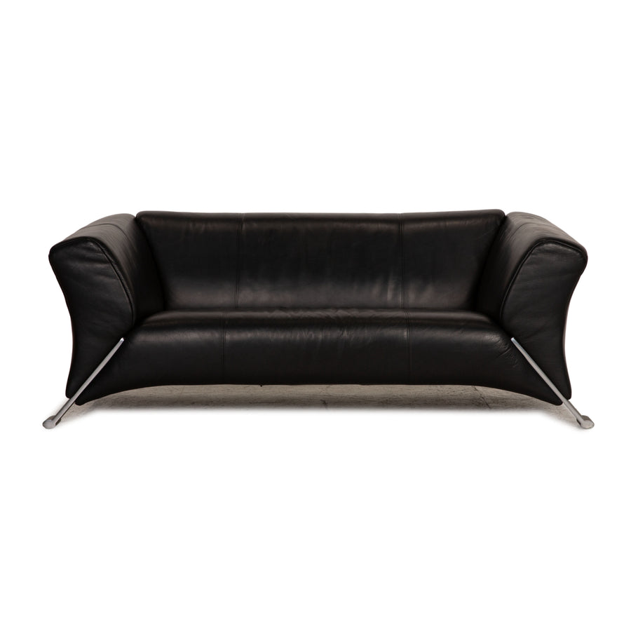 Rolf Benz 322 leather two-seater black sofa couch