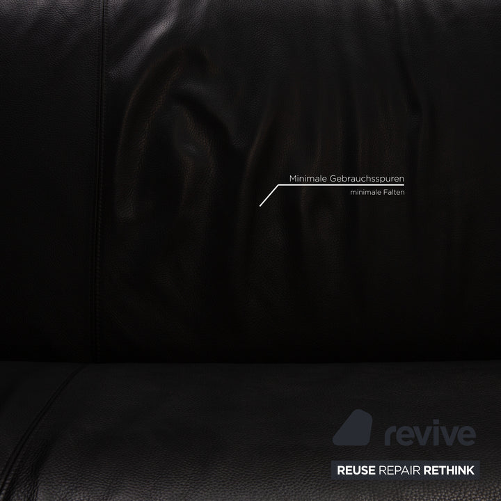 Rolf Benz 322 Leder Zweisitzer Schwarz Sofa Couch