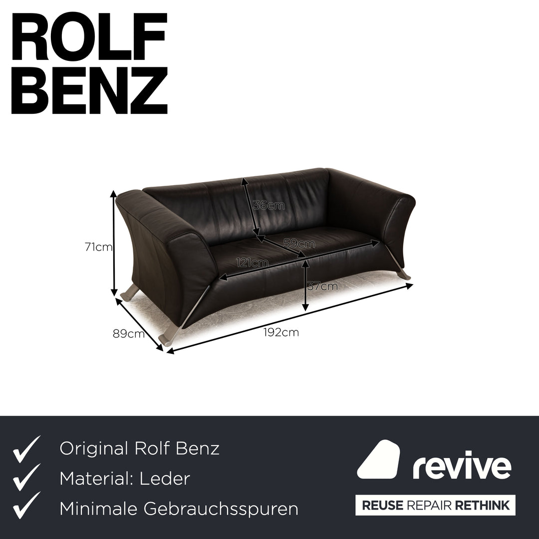 Rolf Benz 322 leather two-seater black sofa couch