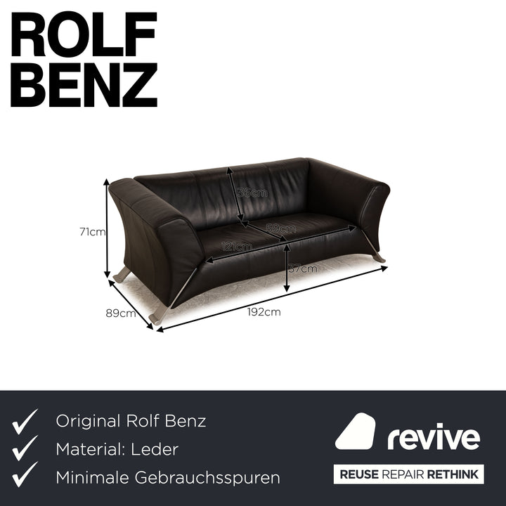 Rolf Benz 322 leather two-seater black sofa couch