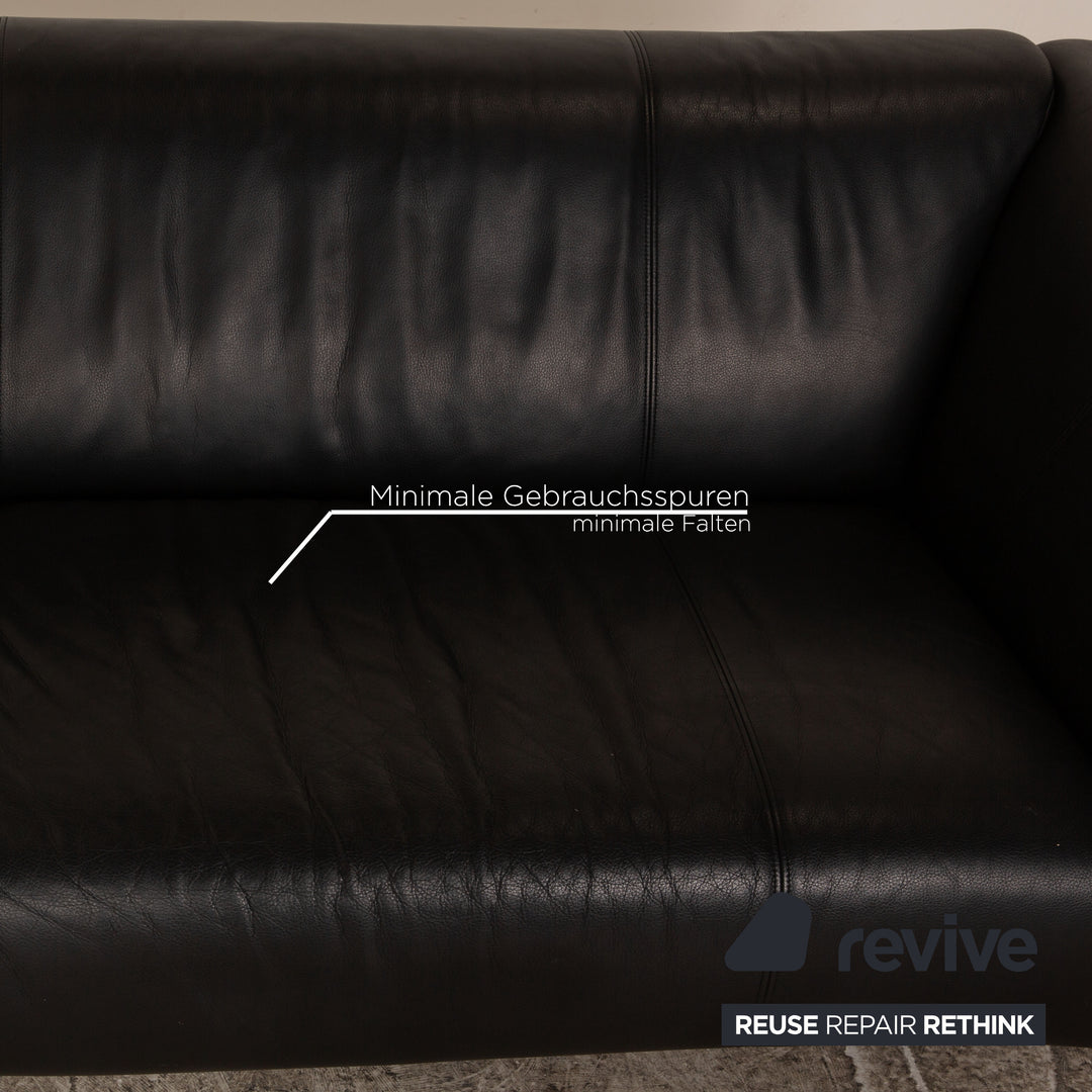 Rolf Benz 322 leather two-seater black sofa couch