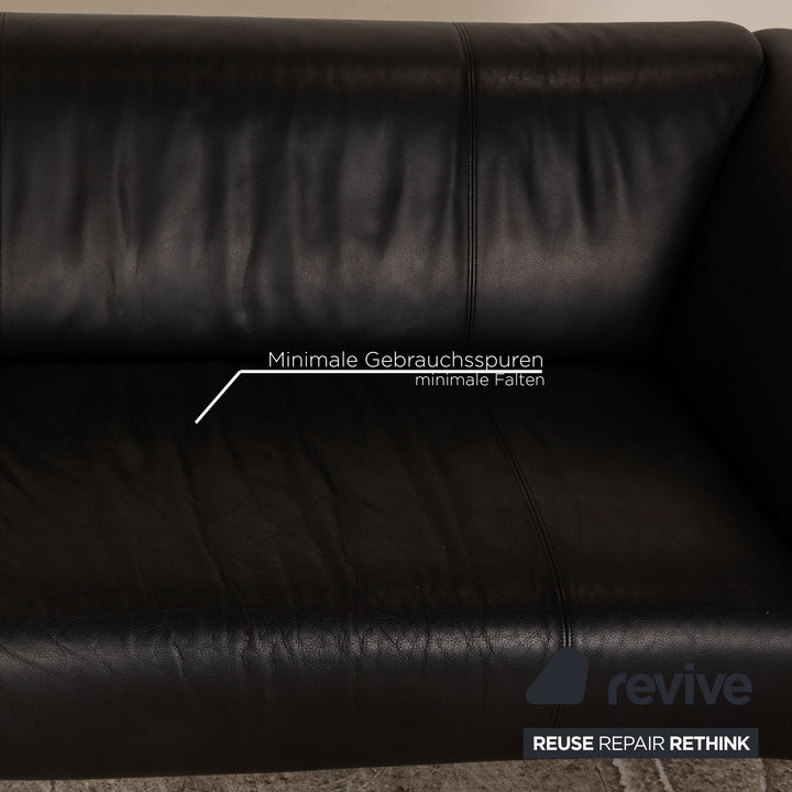 Rolf Benz 322 leather two-seater black sofa couch