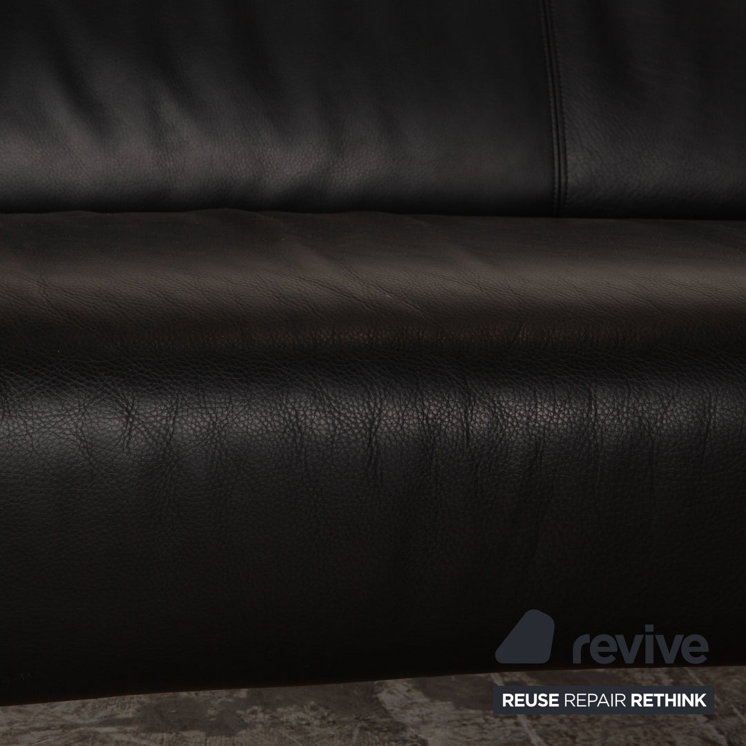 Rolf Benz 322 leather two-seater black sofa couch