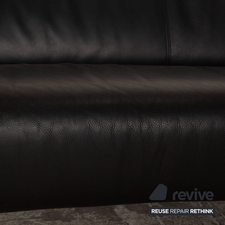 Rolf Benz 322 leather two-seater black sofa couch