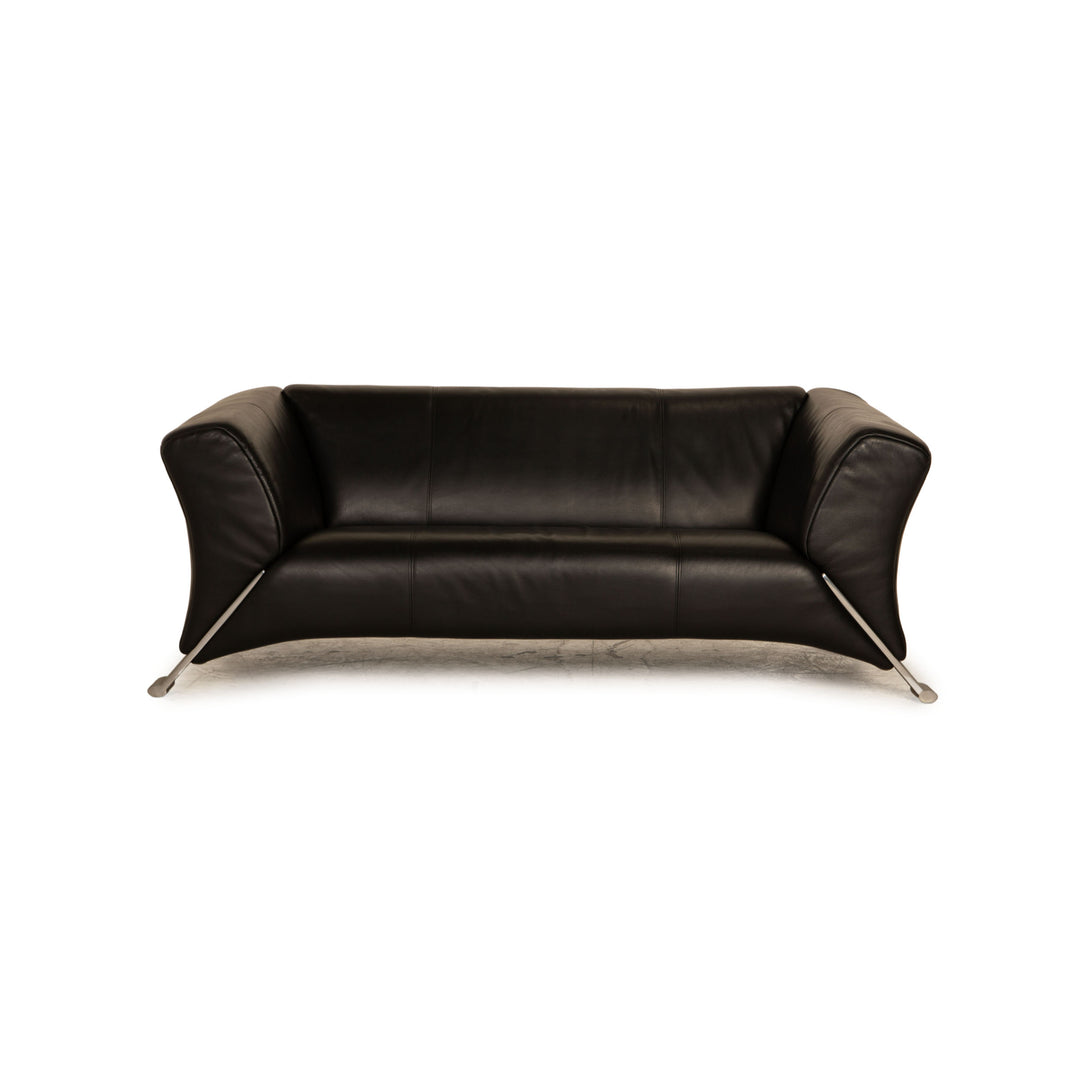 Rolf Benz 322 leather two-seater black sofa couch