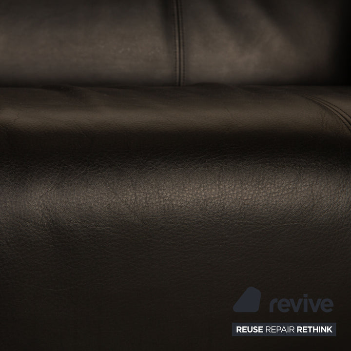 Rolf Benz 322 leather two-seater black sofa couch