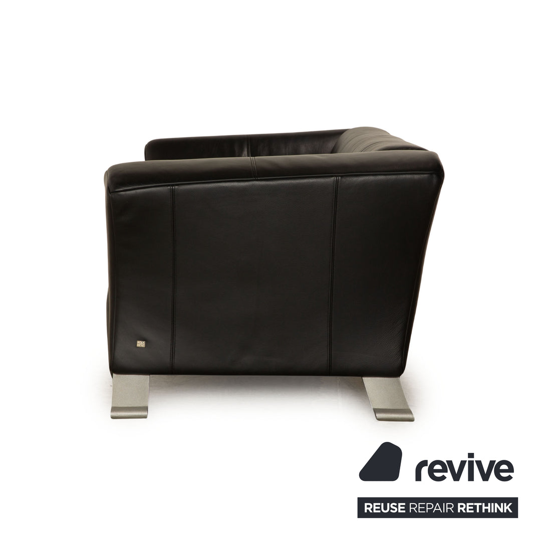 Rolf Benz 322 leather two-seater black sofa couch
