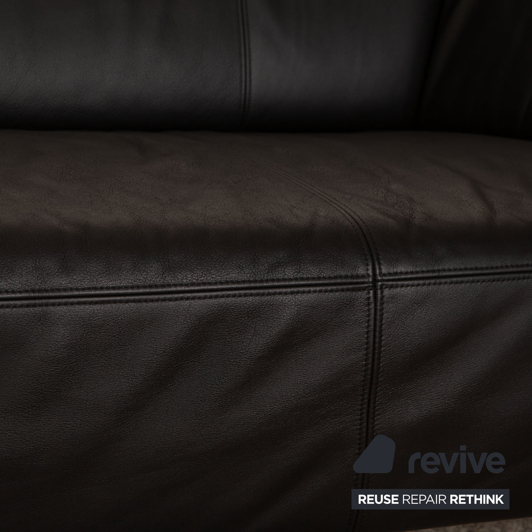 Rolf Benz 322 Leder Zweisitzer Schwarz Sofa Couch