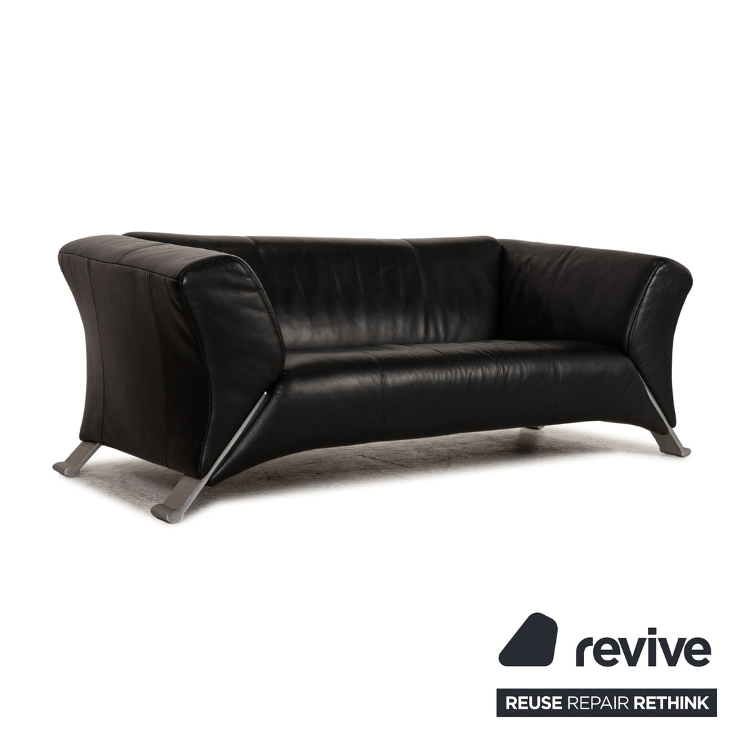 Rolf Benz 322 leather two-seater black sofa couch