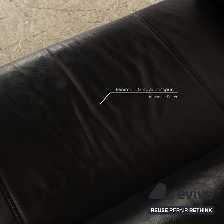 Rolf Benz 322 leather two-seater black sofa couch