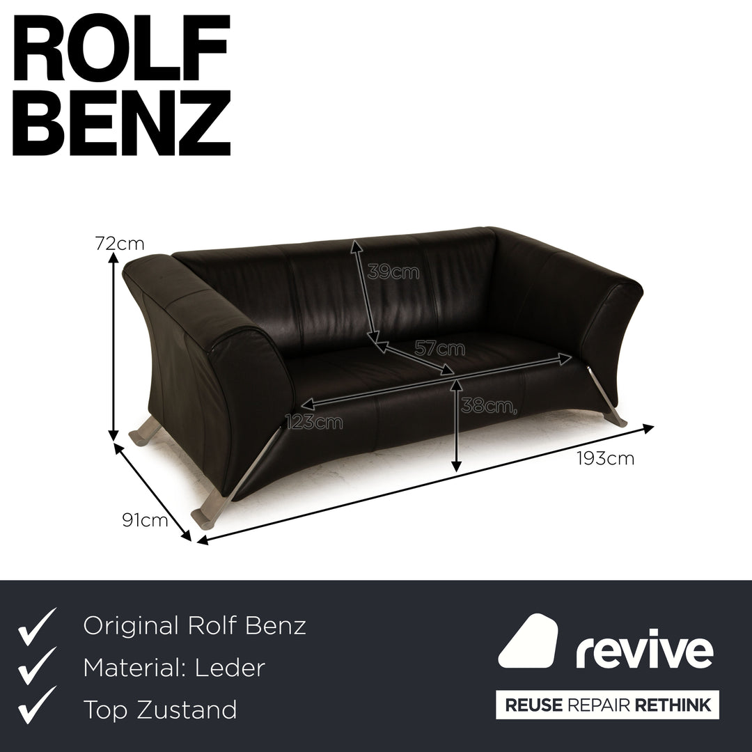 Rolf Benz 322 leather two-seater black sofa couch