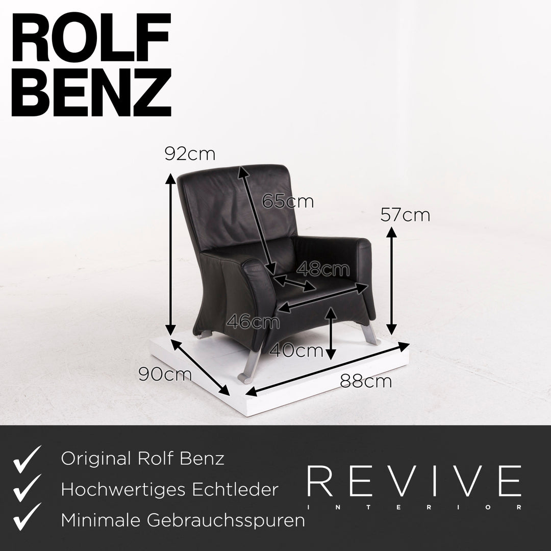 Rolf Benz 322 Sessel Garnitur Schwarz 1x Sessel 1x Hocker #12376