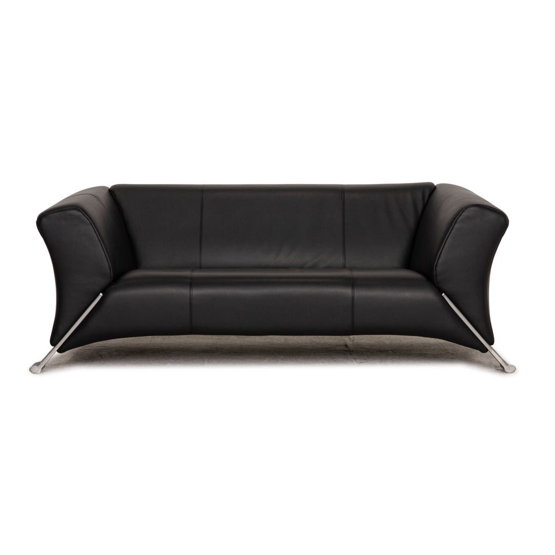 Rolf Benz 322 two-seater leather sofa dark blue couch