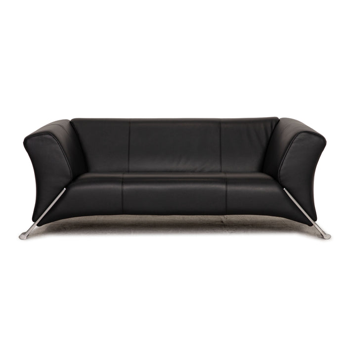 Rolf Benz 322 two-seater leather sofa dark blue couch