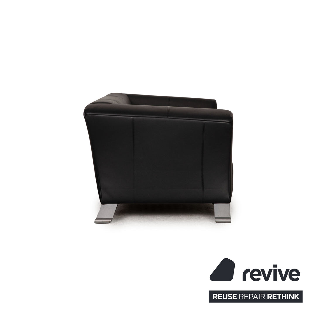 Rolf Benz 322 two-seater leather sofa dark blue couch