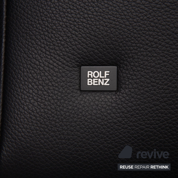 Rolf Benz 322 two-seater leather sofa dark blue couch