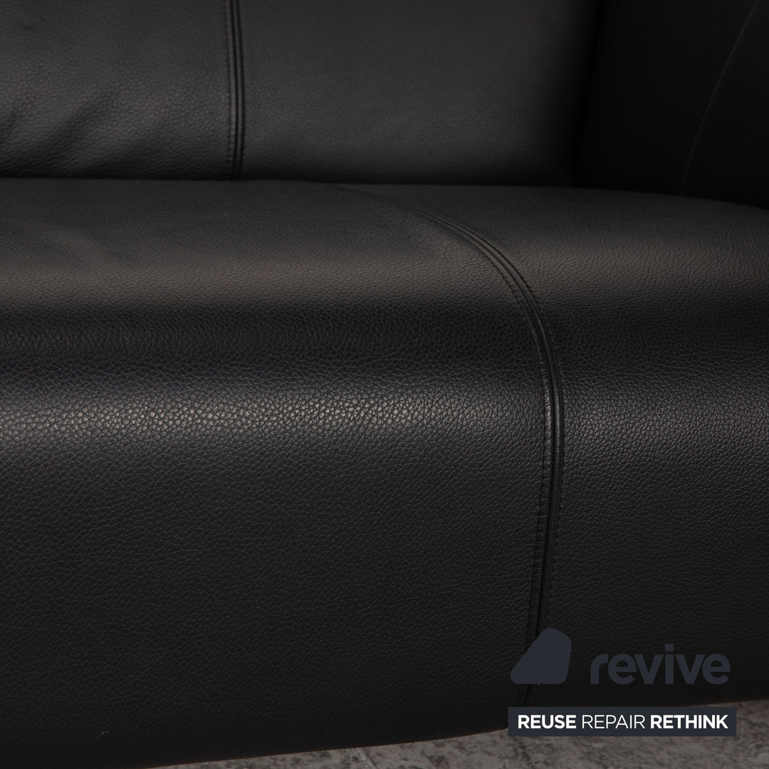 Rolf Benz 322 two-seater leather sofa dark blue couch