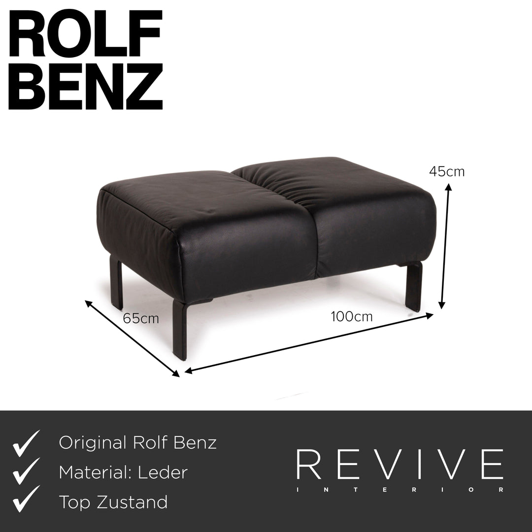 Rolf Benz 323 Leder Hocker Schwarz