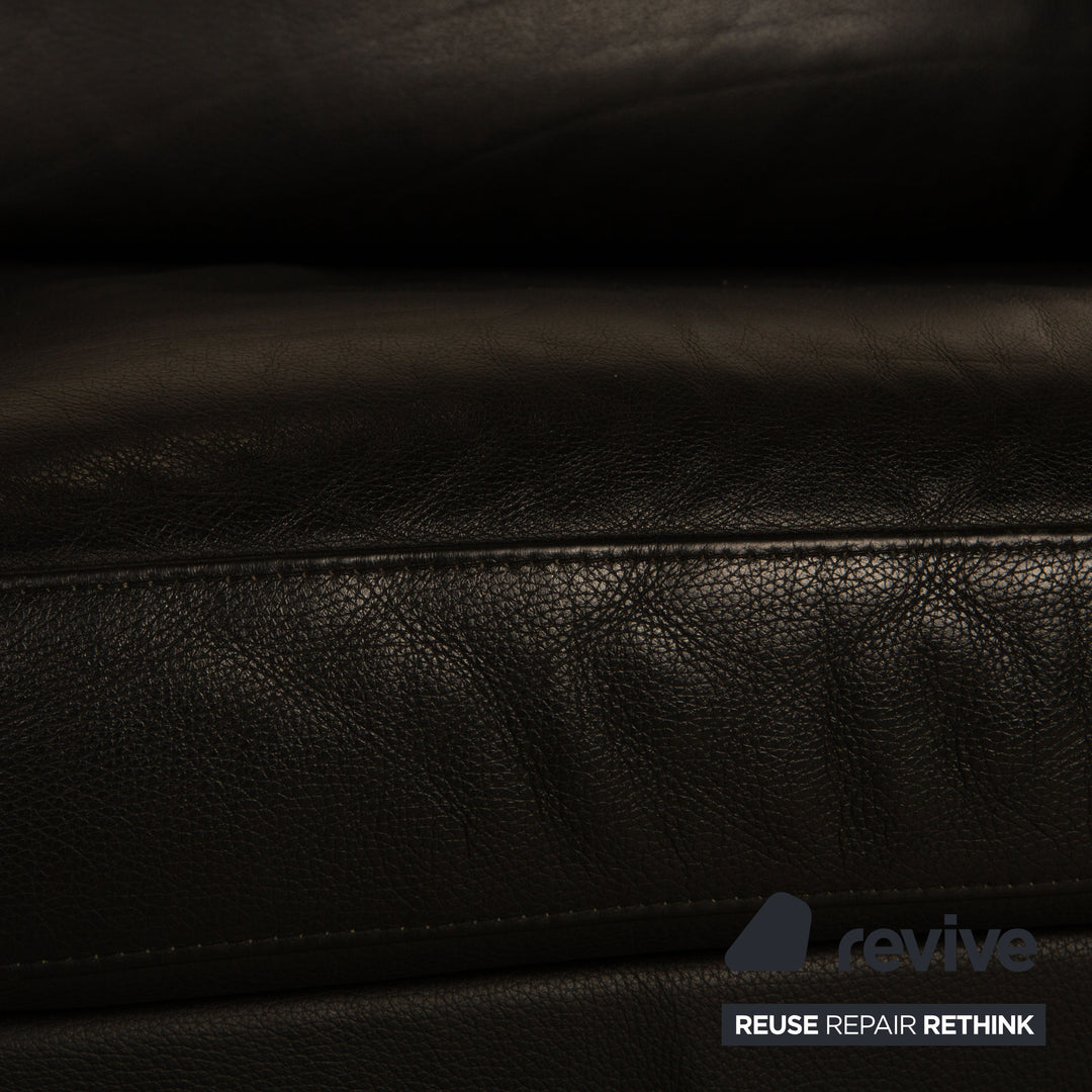 Rolf Benz 3300 leather two-seater black sofa couch