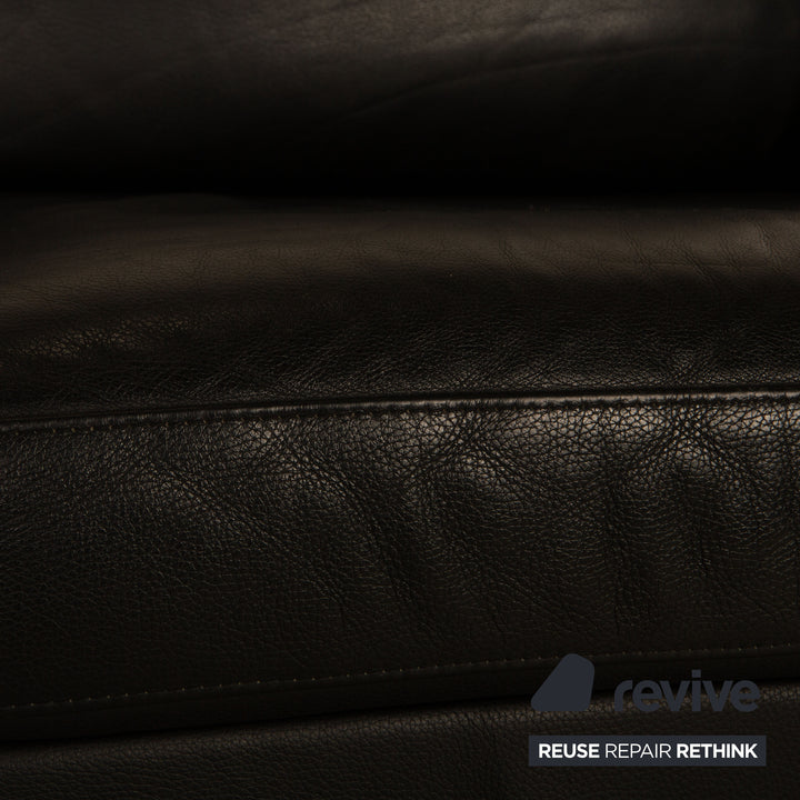 Rolf Benz 3300 leather two-seater black sofa couch
