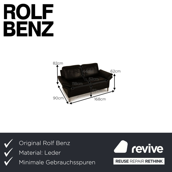 Rolf Benz 3300 leather two-seater black sofa couch