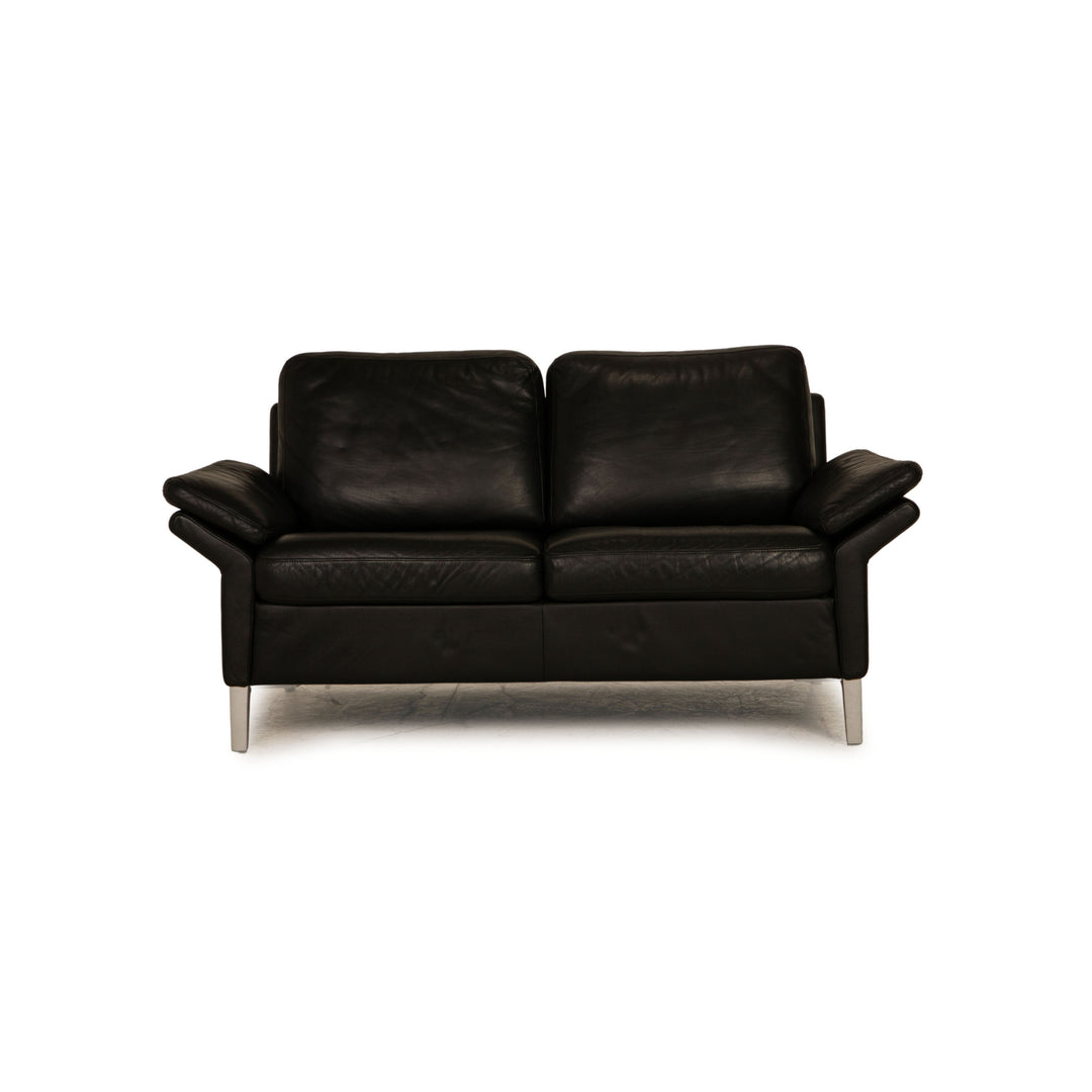 Rolf Benz 3300 leather two-seater black sofa couch