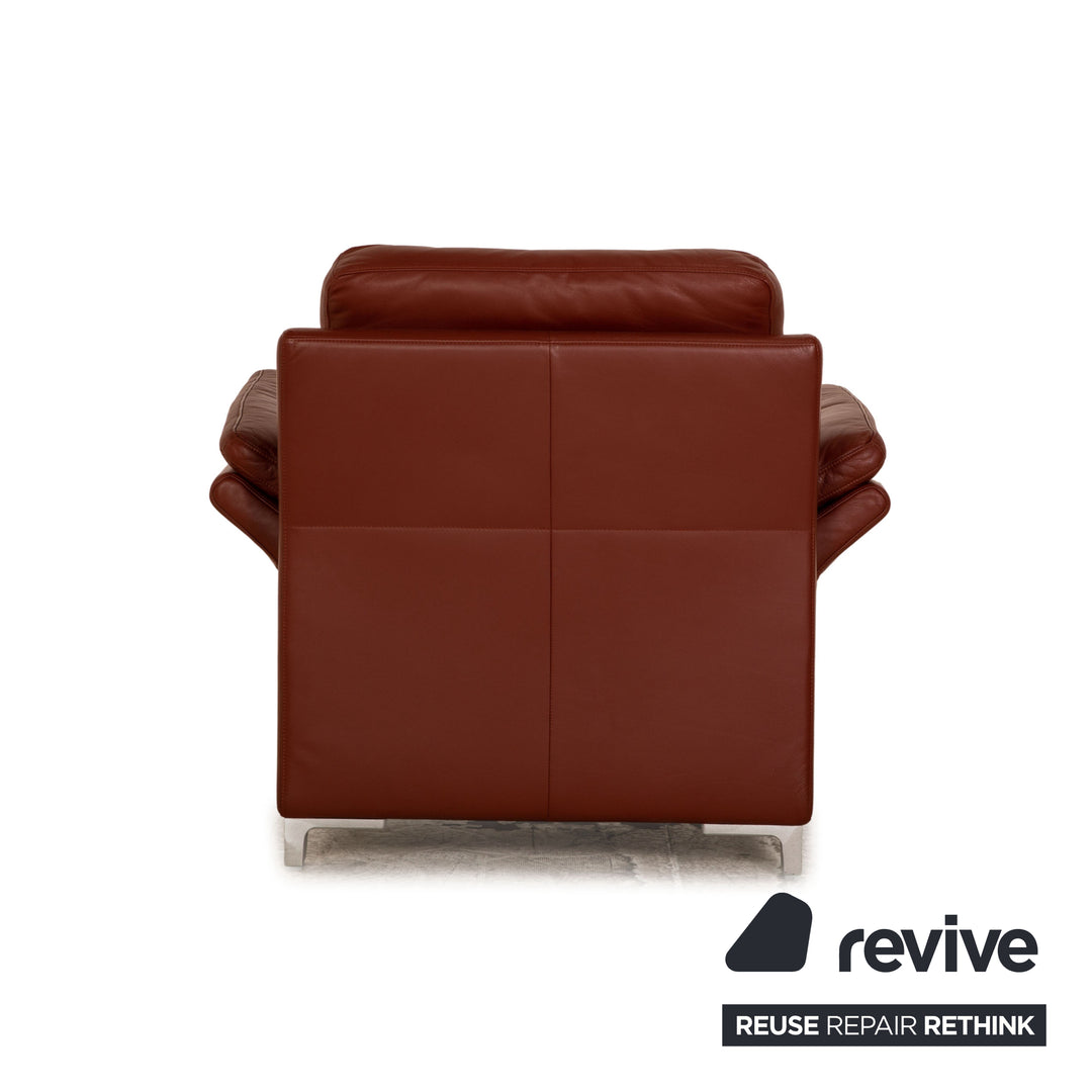 Rolf Benz 3300 leather armchair rust brown red