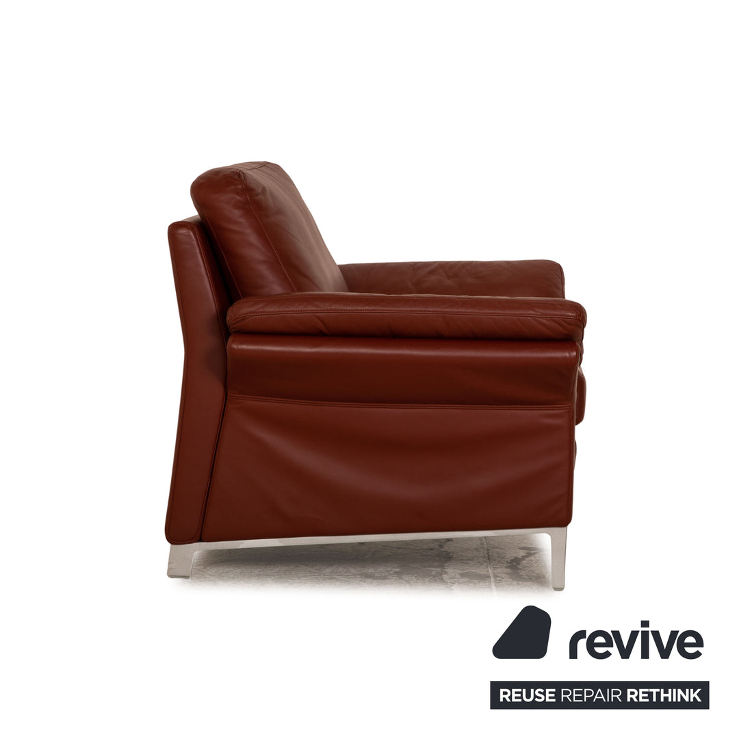 Rolf Benz 3300 leather armchair rust brown red