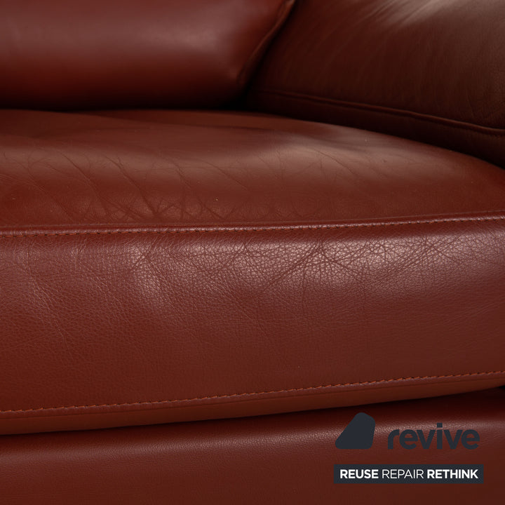 Rolf Benz 3300 leather armchair rust brown red