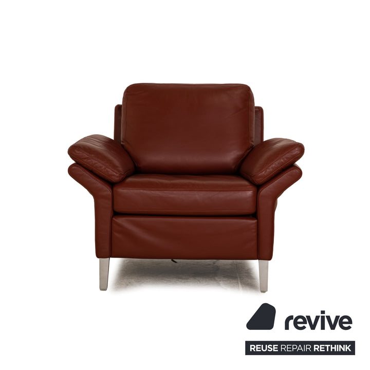 Rolf Benz 3300 leather armchair rust brown red