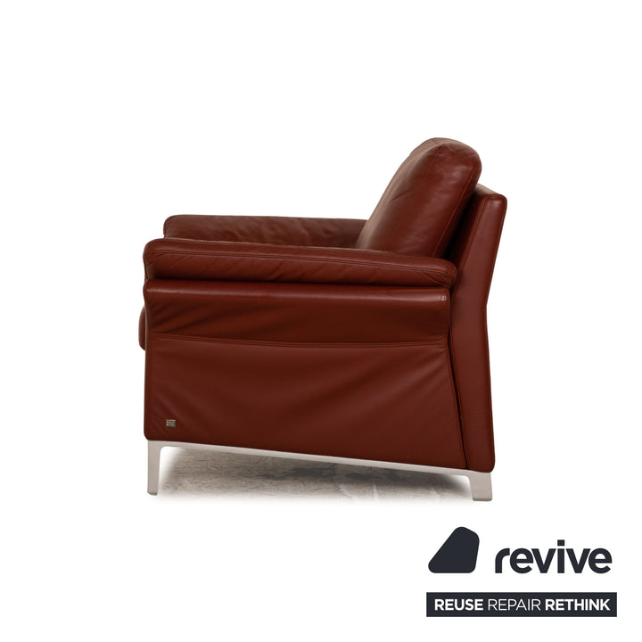 Rolf Benz 3300 leather armchair rust brown red