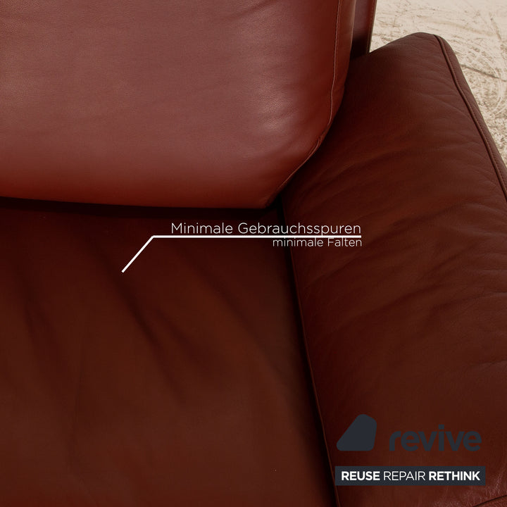 Rolf Benz 3300 leather armchair rust brown red