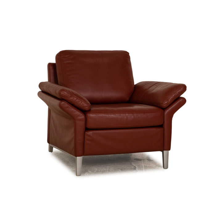 Rolf Benz 3300 leather armchair rust brown red