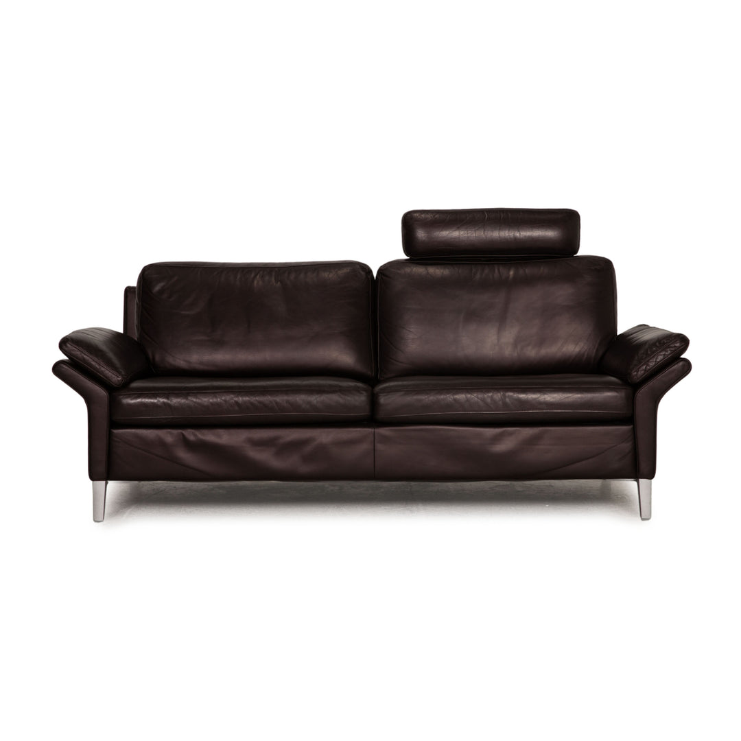 Rolf Benz 3300 leather sofa Aubergine three-seater couch