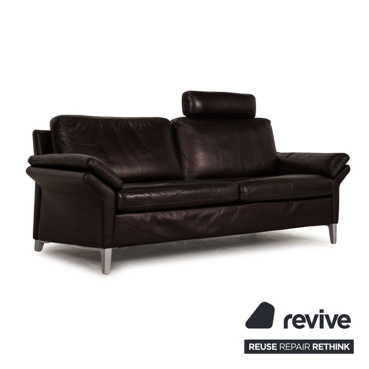 Rolf Benz 3300 leather sofa Aubergine three-seater couch