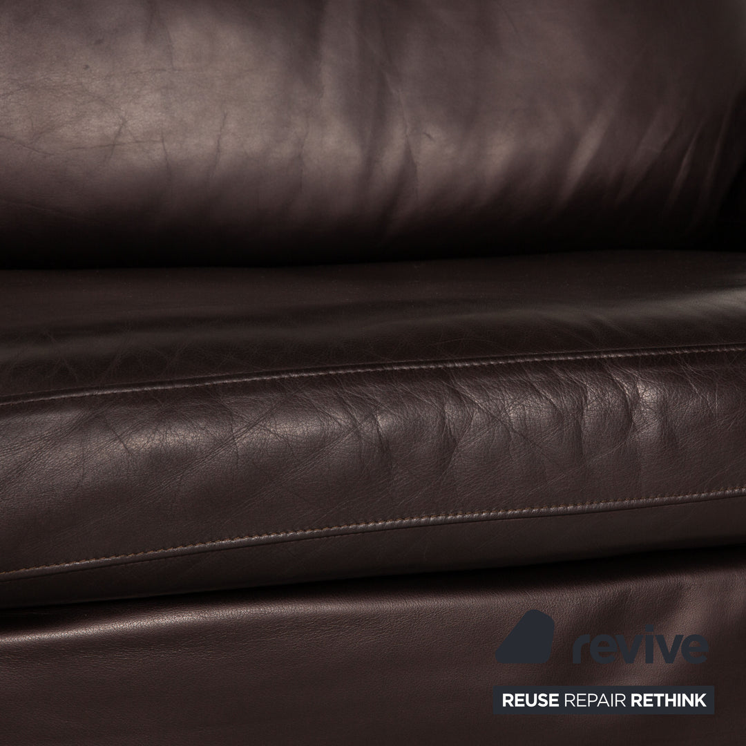 Rolf Benz 3300 leather sofa Aubergine three-seater couch