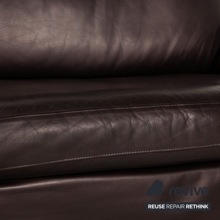 Rolf Benz 3300 leather sofa Aubergine three-seater couch