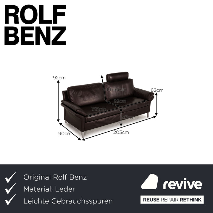 Rolf Benz 3300 leather sofa Aubergine three-seater couch
